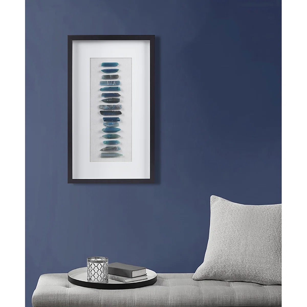 Cerulean Stones Framed Blue Agate Shadowbox Wall Décor Panel