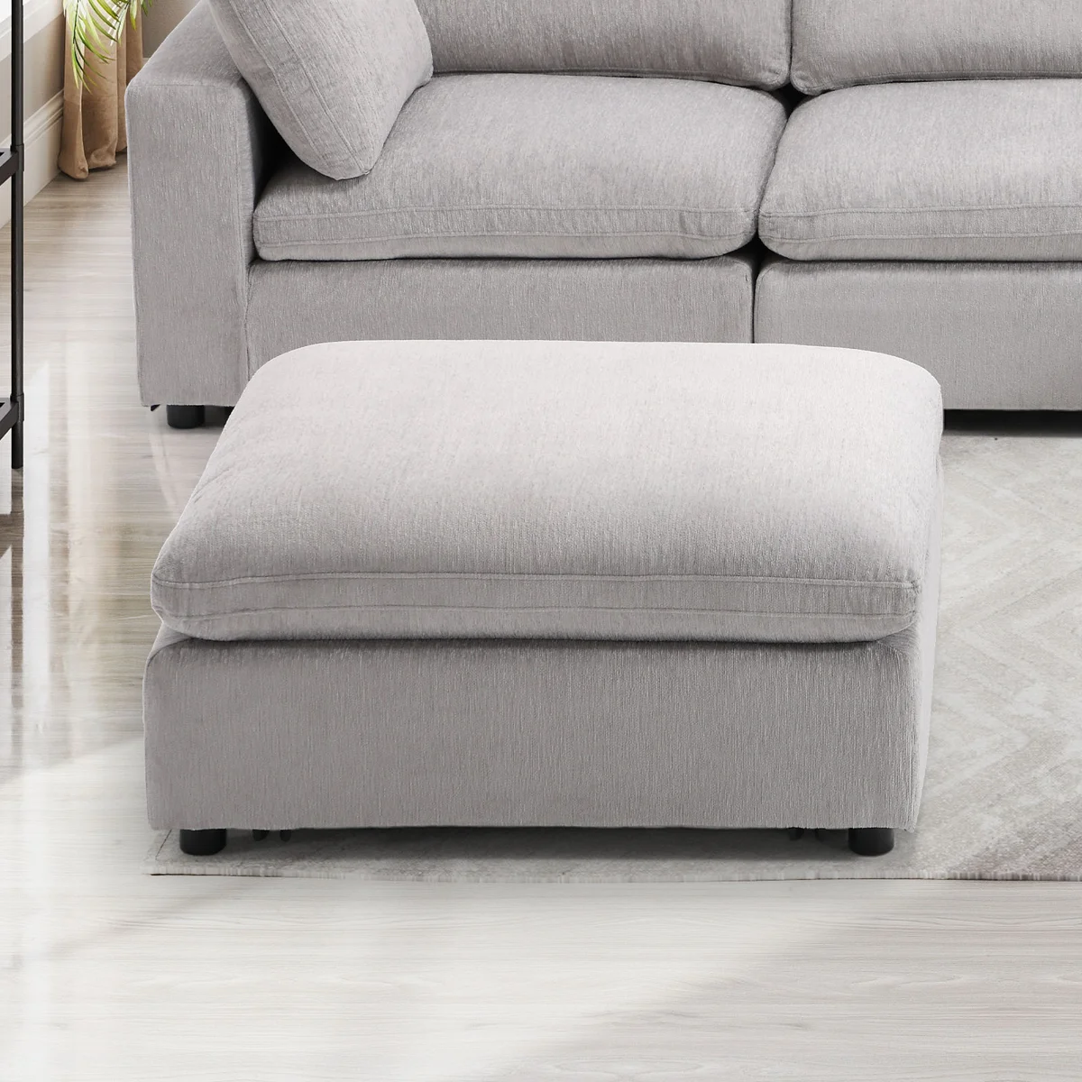 Nuccio 38.6" Wide Oversize Minimalist Chenille Soft-Upholstered Square Standard Ottoman