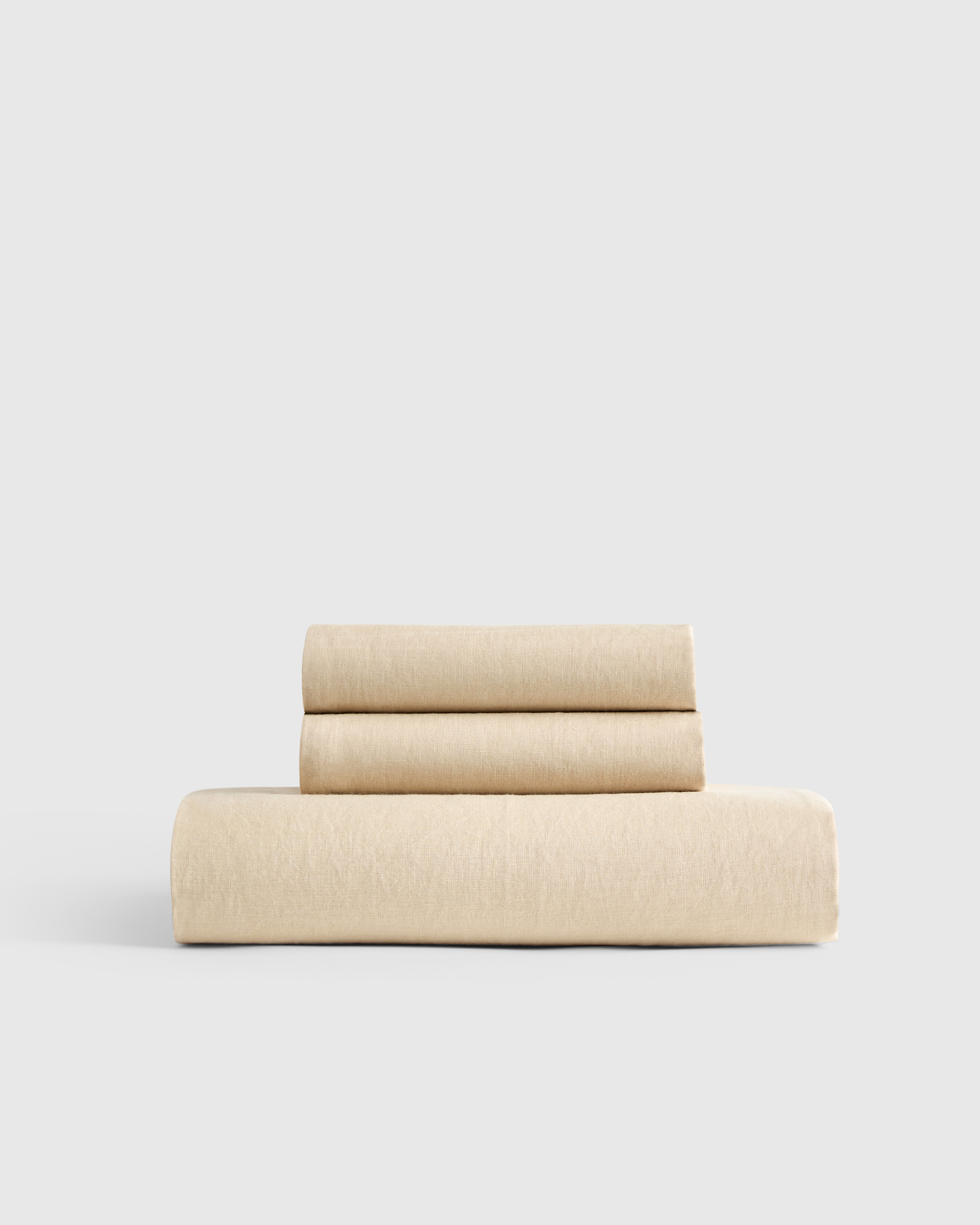 (used)European Linen Fitted Sheet Set, King, Oat