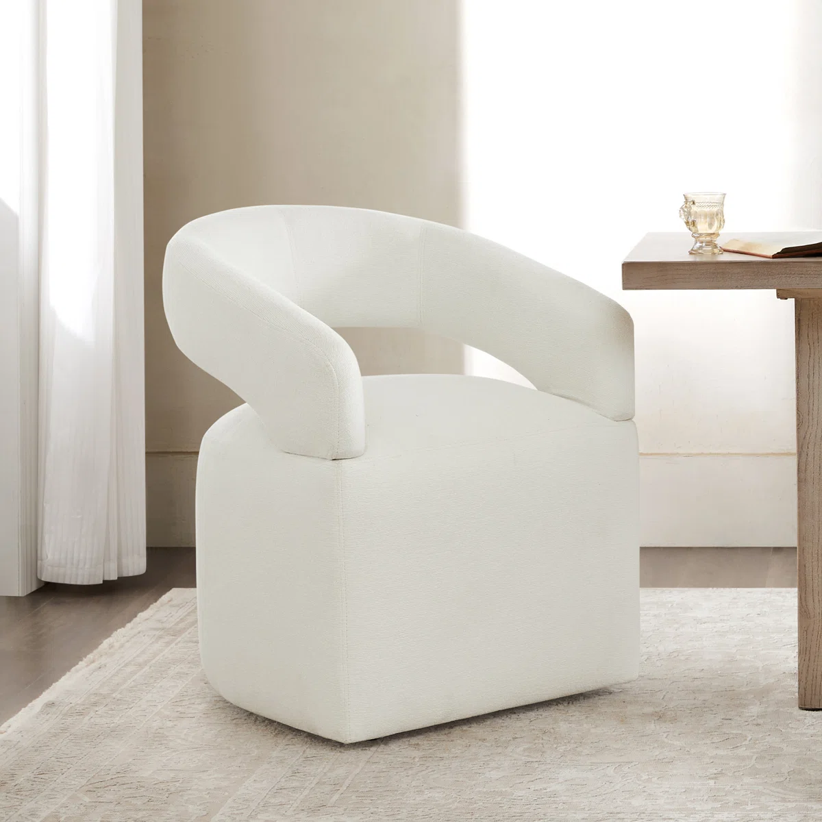 Doley Performance Fabric Dining Chair with Hidden Casters