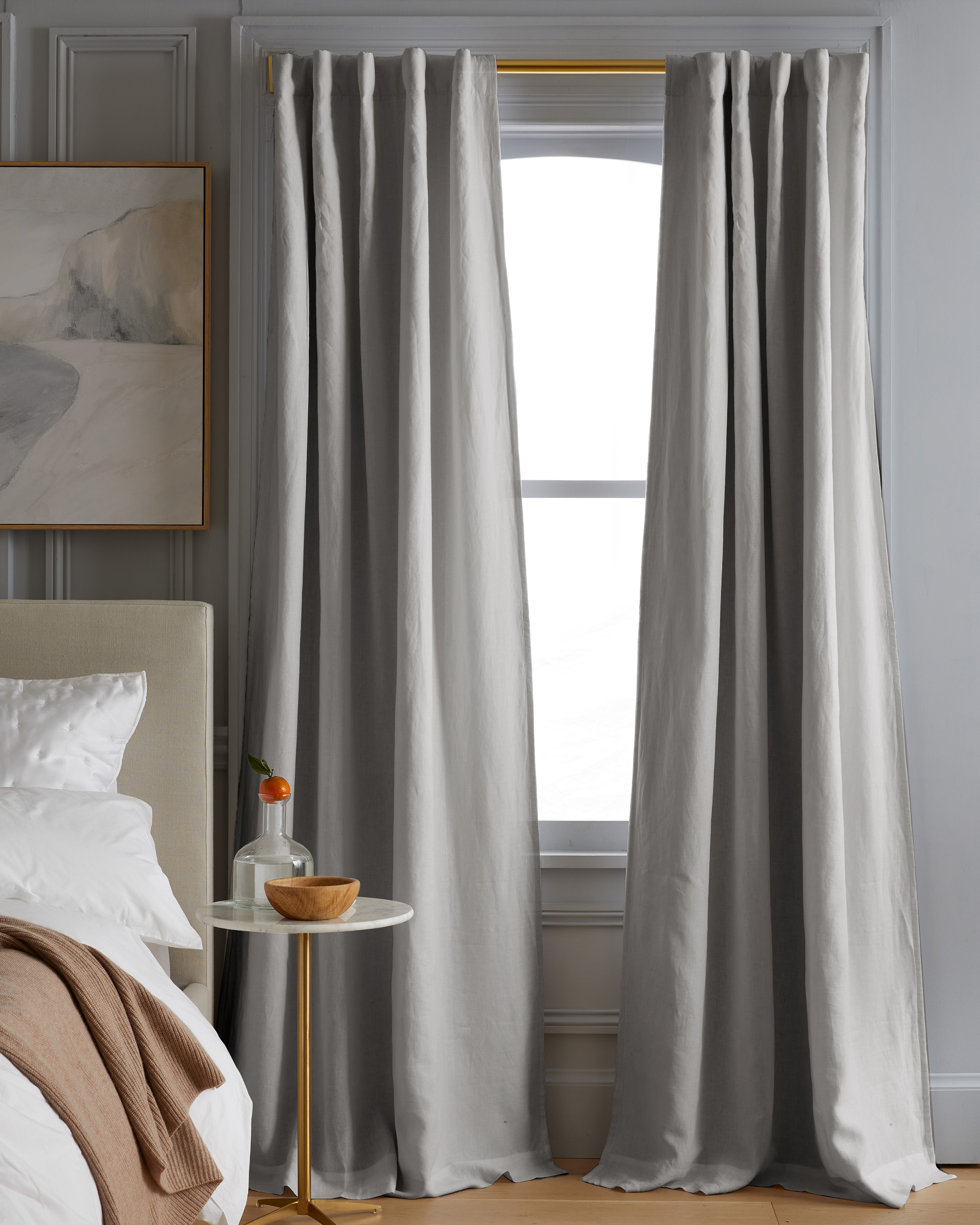 European Linen Room Darkening Curtain, 48x96, Cloud