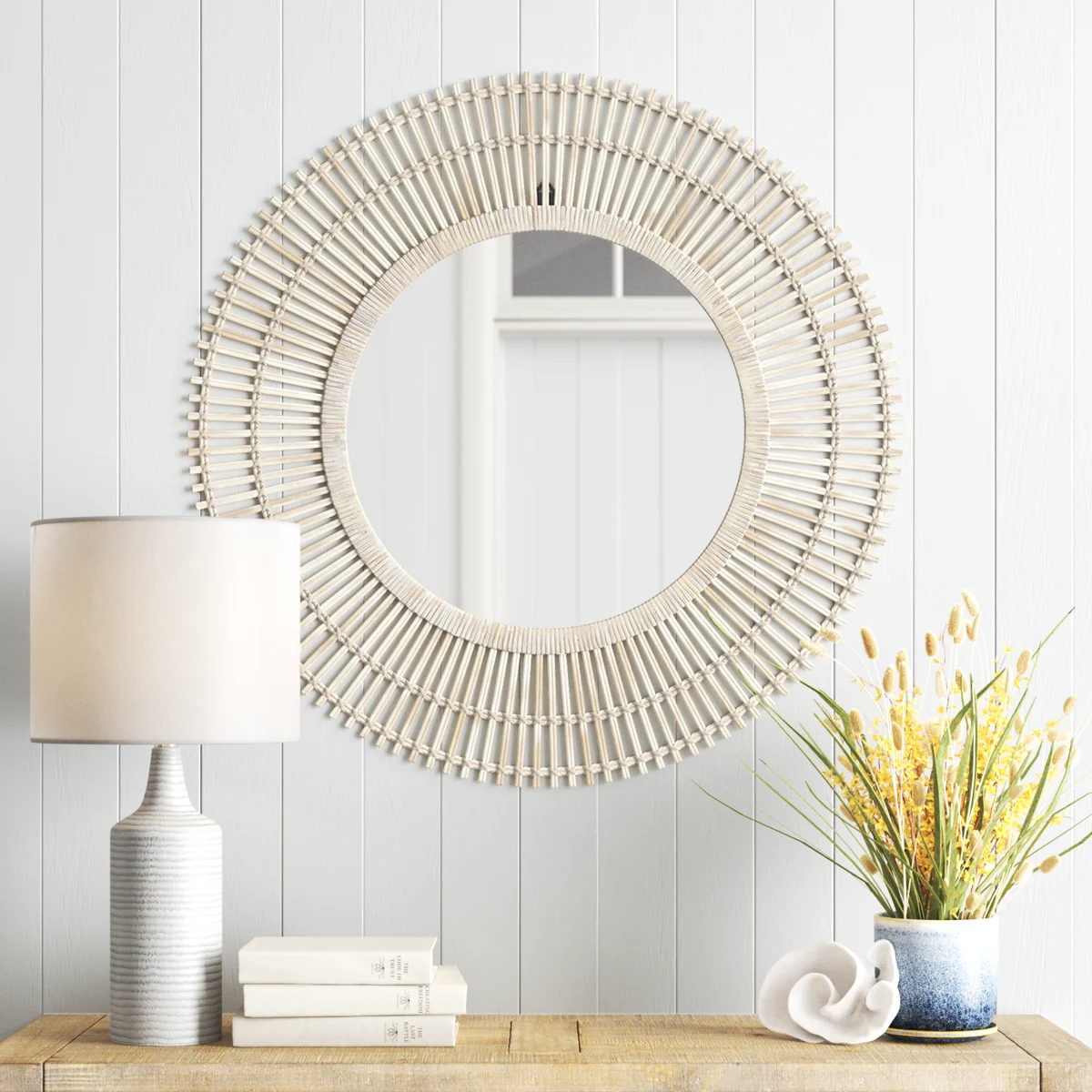 Amesbury Handmade Bamboo Round Wall Mirror