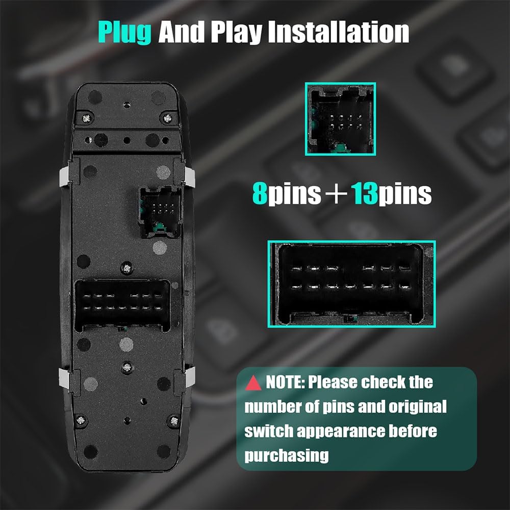 Master Power Window Control Switch for 2013 2014 2015 2016 Dodge Dart 68271203AB 56046568AC 56046553AB, 8+13 Pins, Front Left Driver Side Door Lock Window Controller