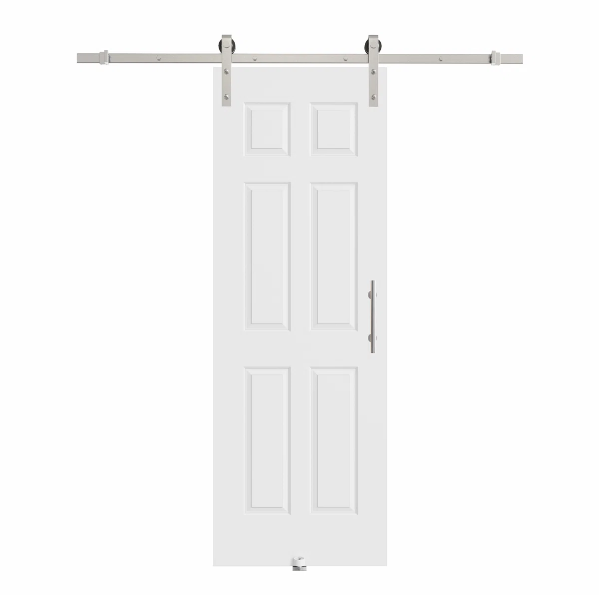 80"H 6Lite Waterproof White Primed Solid Core Composite MDF Wood Sliding Barn Door With Hardware Kit