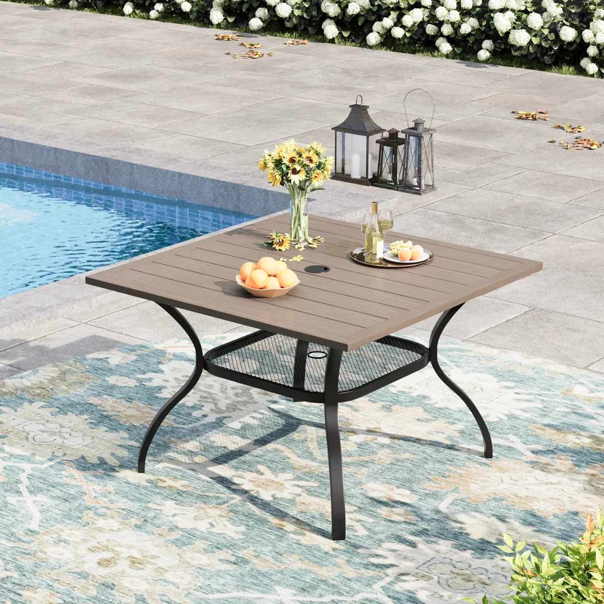 37.8'' Square Outdoor Patio Dining Table for 4