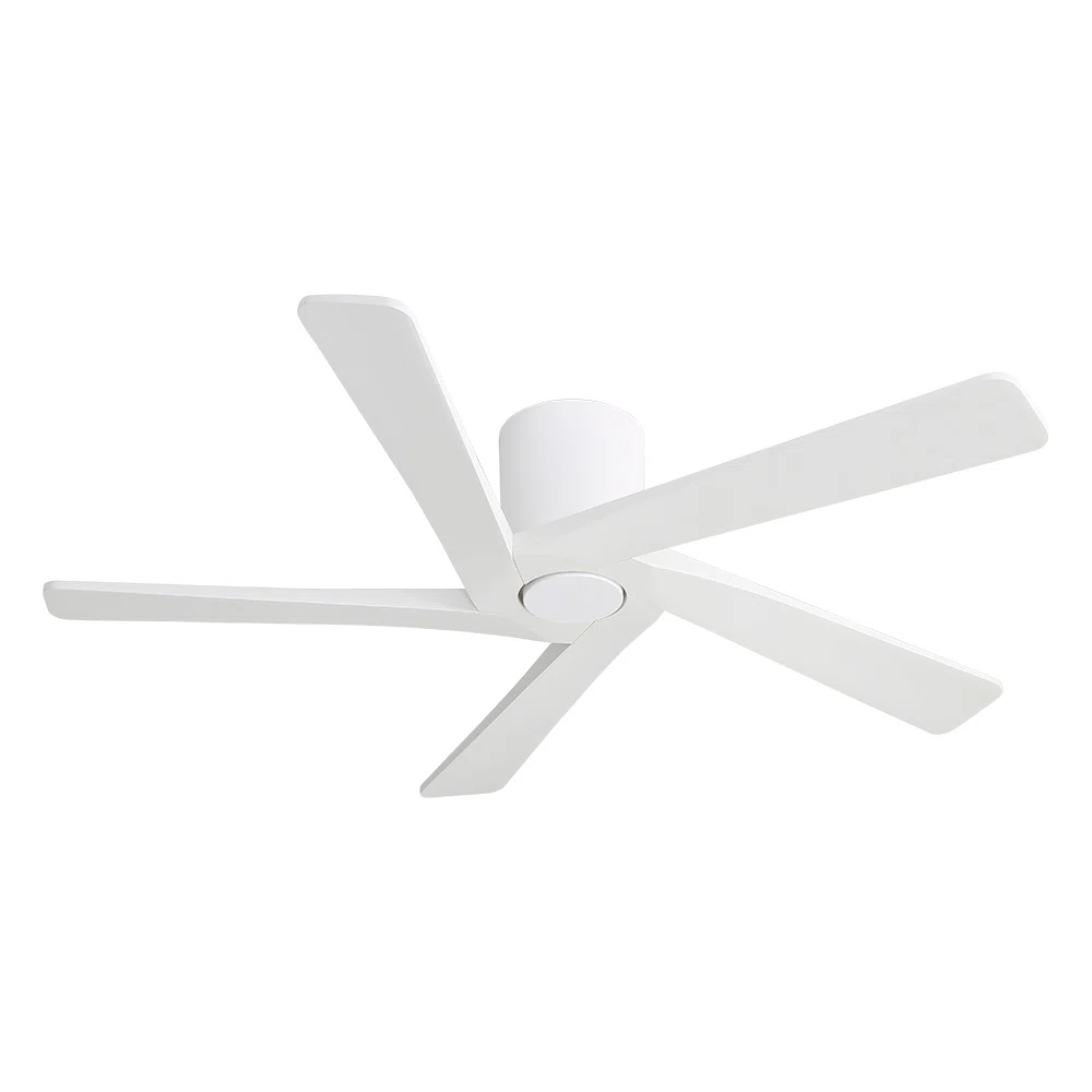 5 Solid Wood Blades Indoor Flush Mount Ceiling Fan With Remote