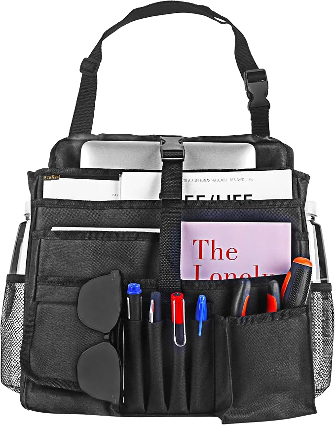 Universal Under-Seat or Seat-Back Storage Organizer with Adjustable Buckle Straps