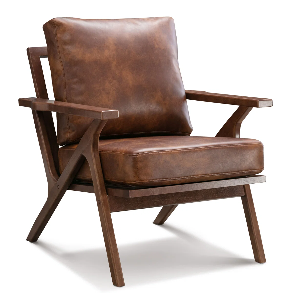Salma 29.5" Wide Solid Wood Frame Upholstered Mid Century Modern Retro Accent Chair