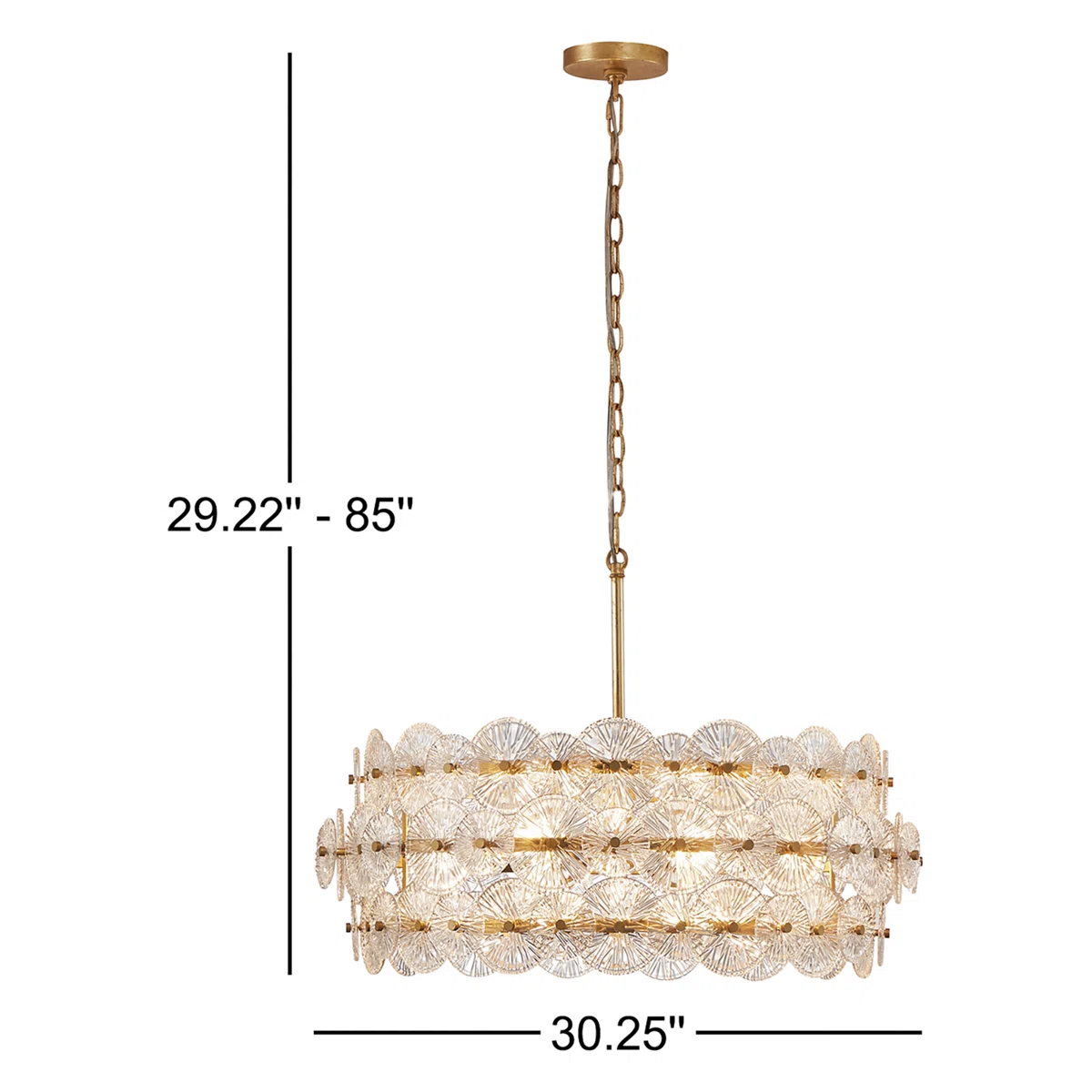 Harlune 6-Light Dimmable Metal and Glass Drum Chandelier