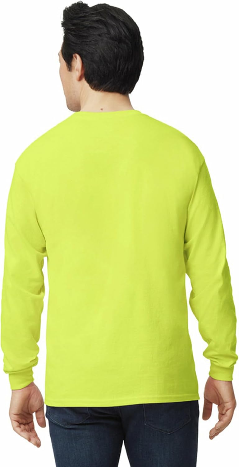 Gildan Adult Ultra Cotton Long Sleeve T-Shirt, Style G2400, Multipack 72 Safety Green Large