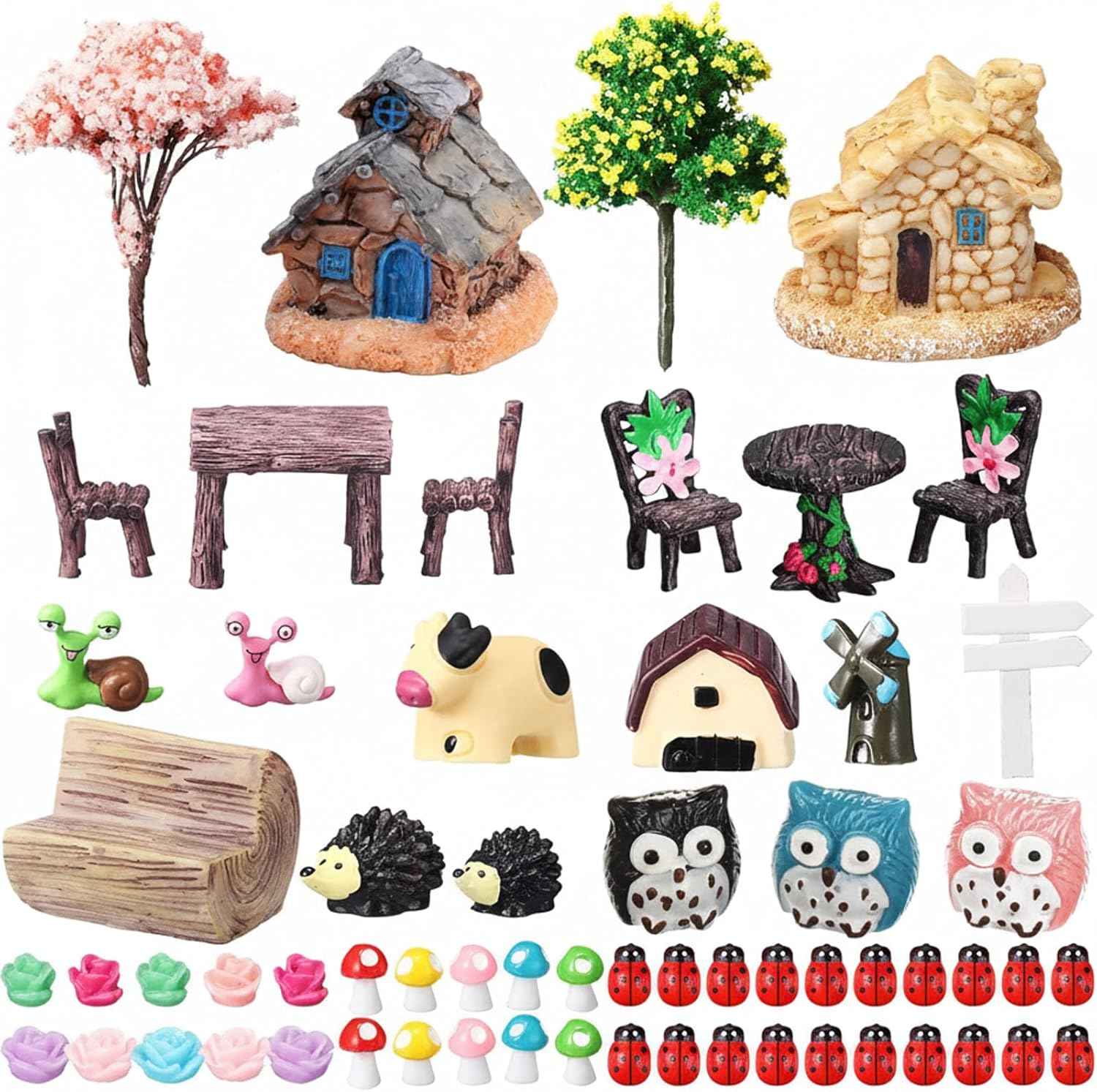 Skylety 64 Pieces Fairy Garden Accessories Mini Animals Ornament Kit Animal Figurines Miniature Micro Landscape Accessories for Dollhouse Decoration Plant House DIY Craft Decor