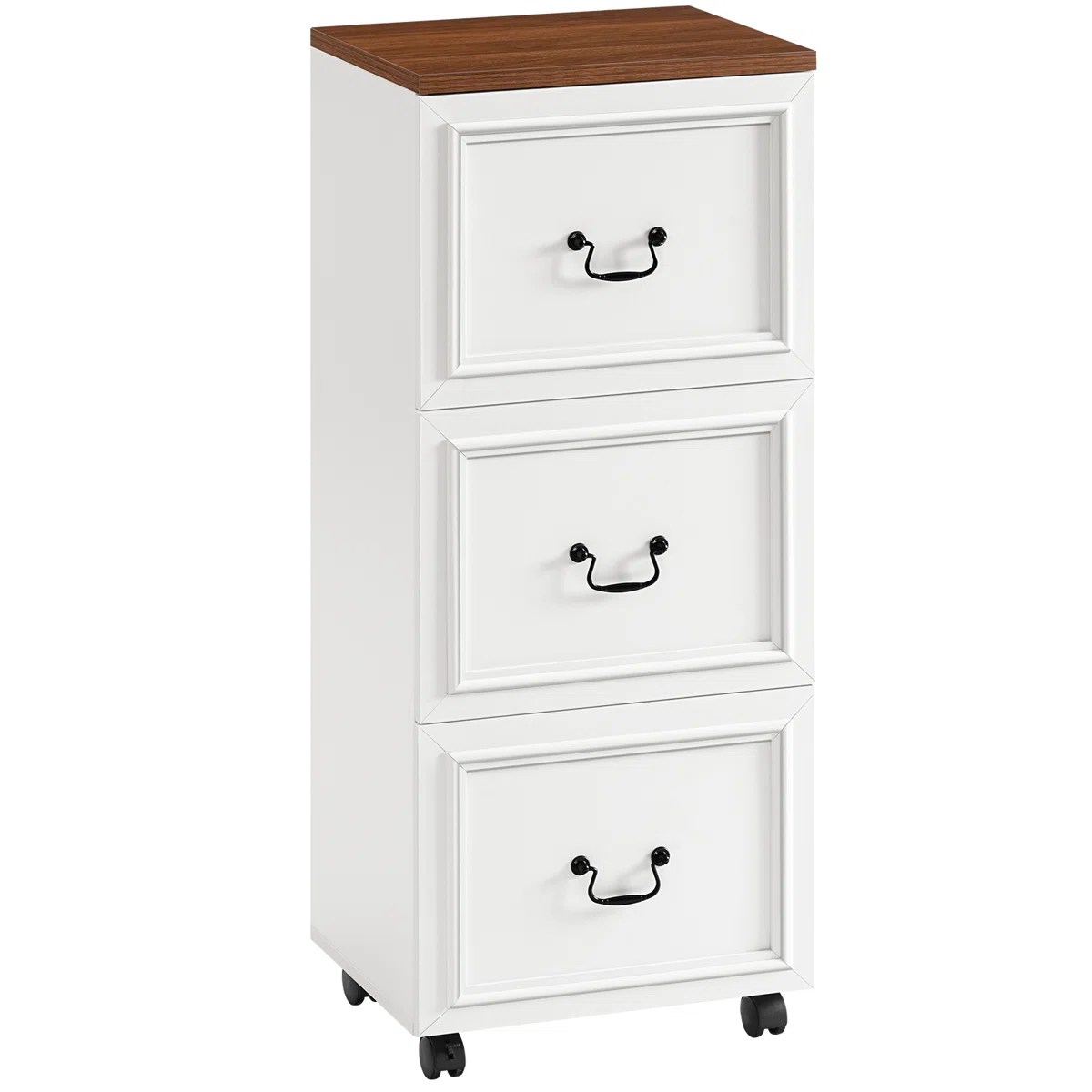 Mobile Filing Cabinet On Wheels Armhouse File Cart With 3 Drawers File Storage Cabinet