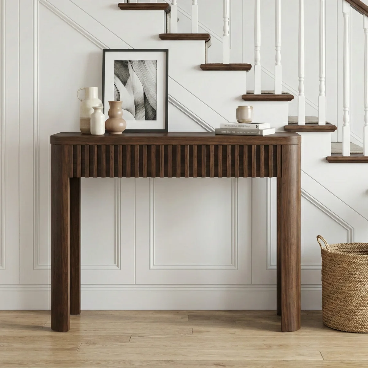 Abdel 39.4" Fluted Console Table with Mid-Century Modern Styling