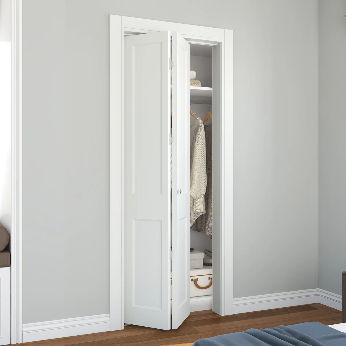 30"X80" 2-Panel White Primed Interior Composite Hollow-Core Bifold Closet Door