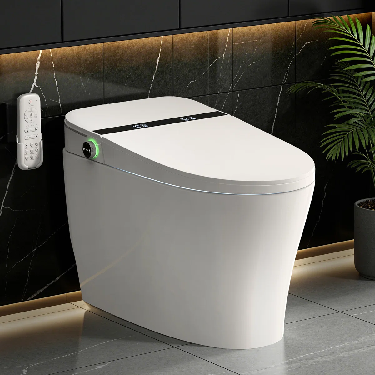 BCANHOME Smart Toilet With Built-in Tank Bidet, Auto Open Lid, Low Water Pressure Required, 1.24 Gallons Auto Flush, UV Sterilization, Heat Seat, Warm Wash/dryer, Soft Closing, Deodorization, Remote Control
