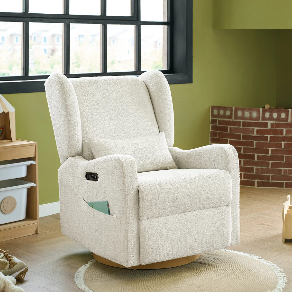 Ceandra 29.5" W Swivel Glider Power Recliner with Nightlight