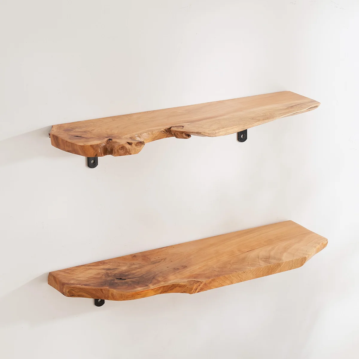 Live Edge Shelves Natural Fir Wood Wall Mounted Shelf Sturdy Floating Wall Shelves,Set Of 2