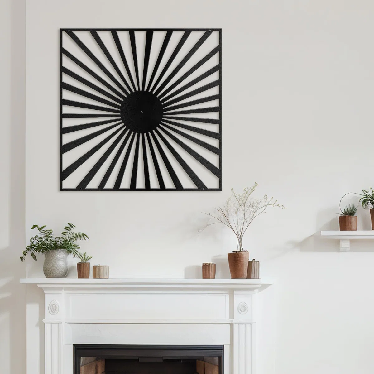 Sun Rays Burst, Black Gold Metal Wall Accent, Minimalist Modern Contemporary Home Decor