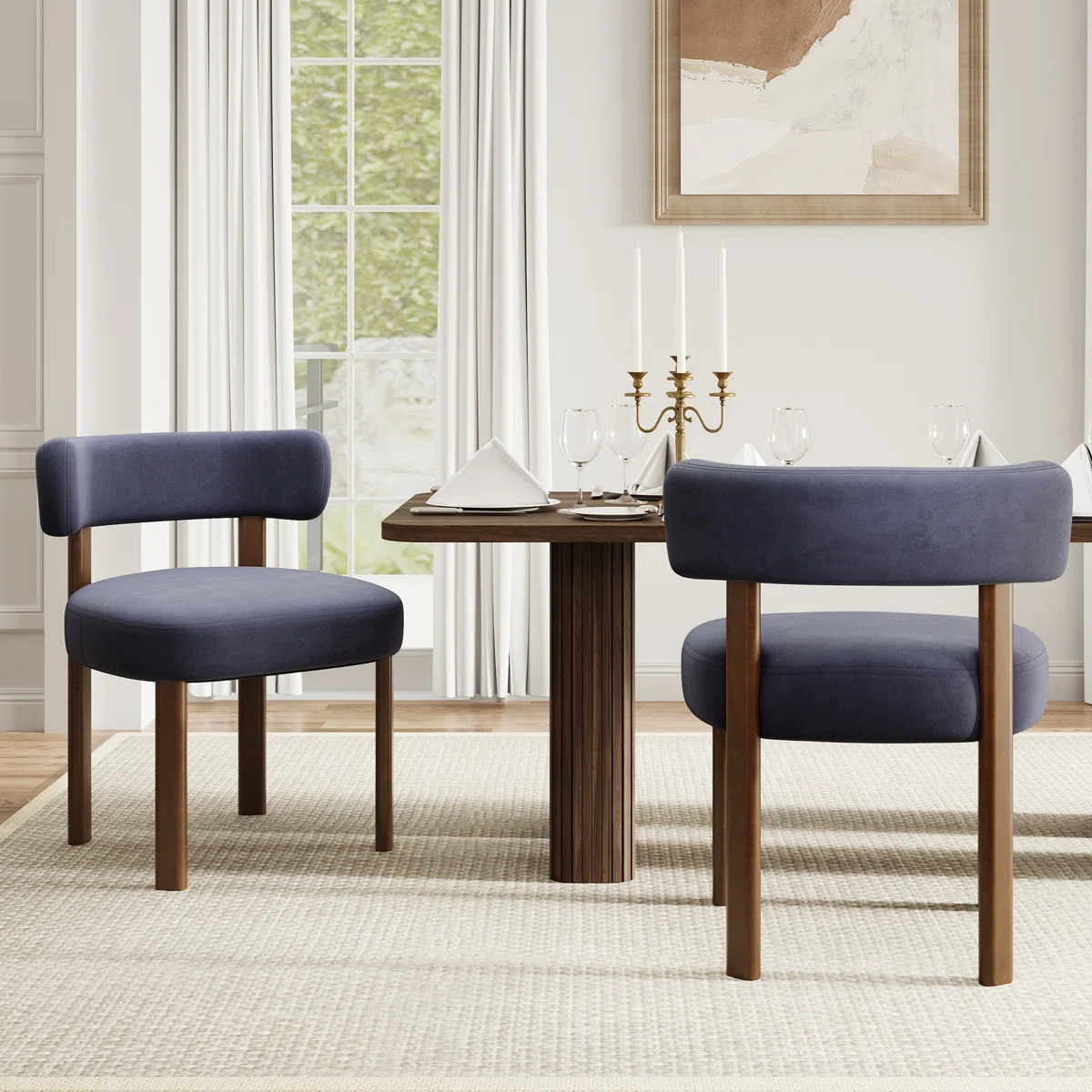 Upholstered Solid Wood Dining Chair Side Chair