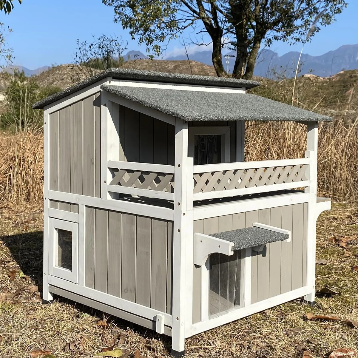 Two-story Cat House With Balcony