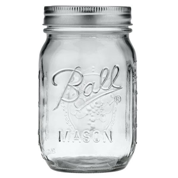 Ball Glass Mason Jar, Regular Mouth, Pint Size, 16 OZ (Pack of 3) Pint 16 Ounce (Pack of 3)