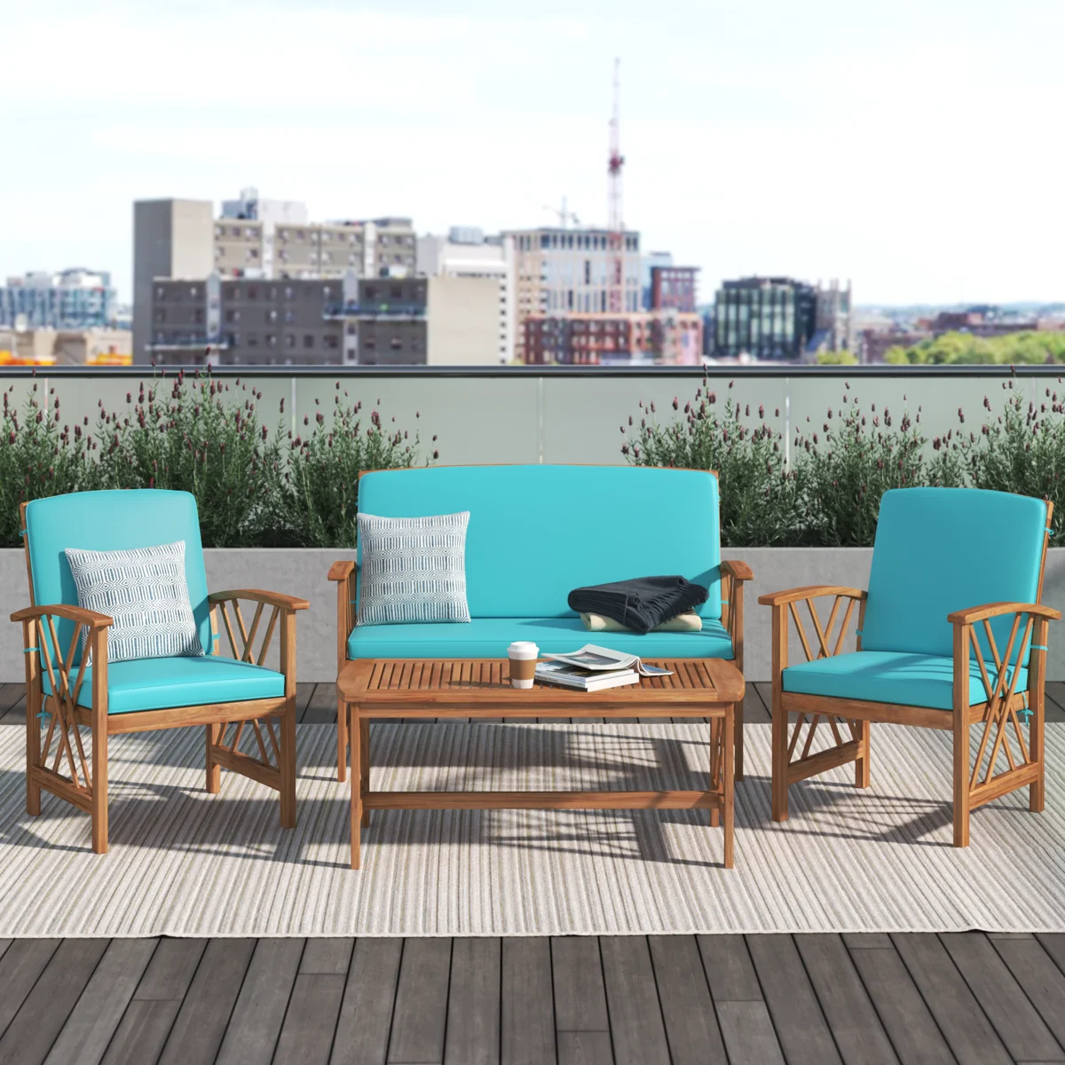 Calhoun 4 Piece Sofa Seating Group with Cushions