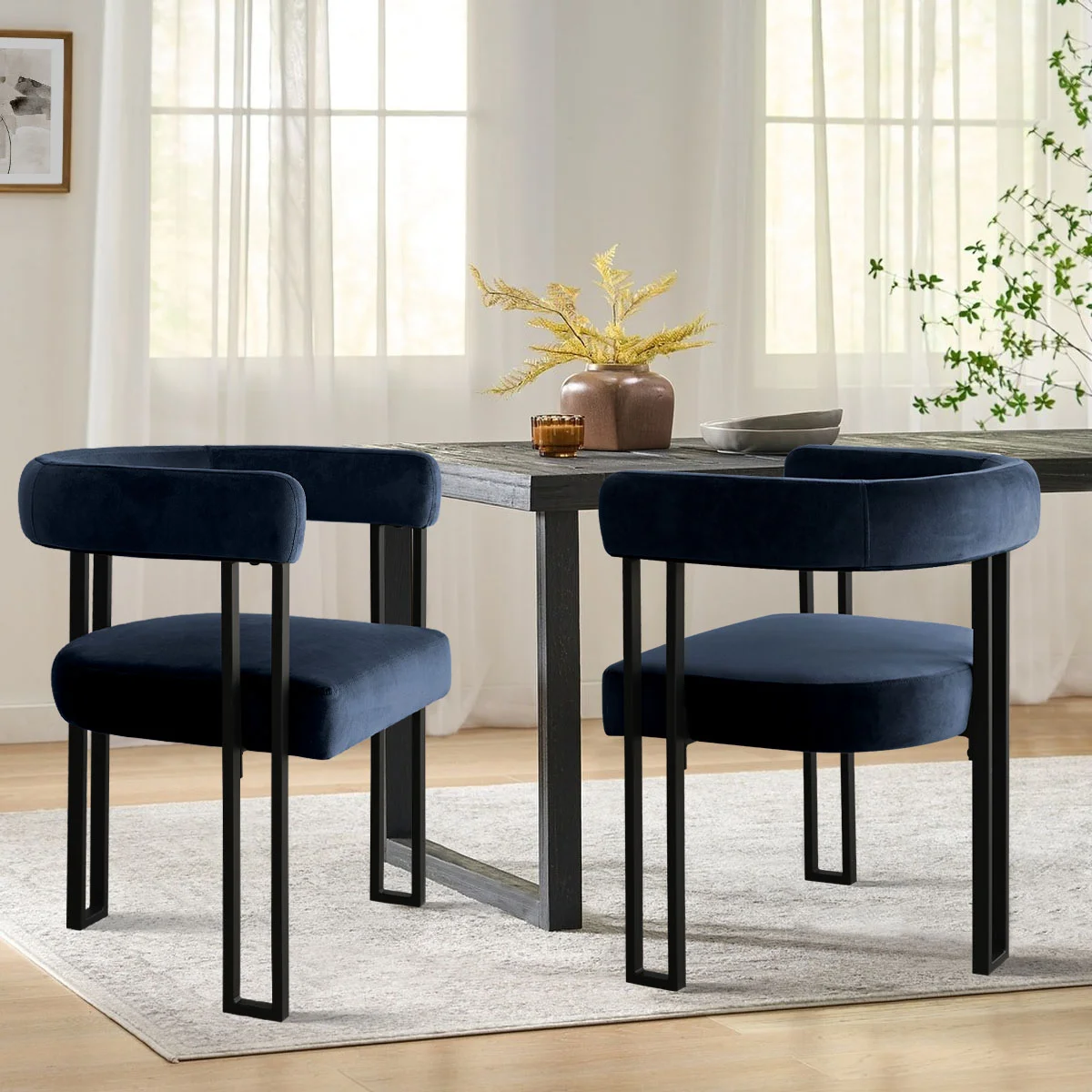 18" Seat Height Upholstered Velvet Kitchen Dining Armchair