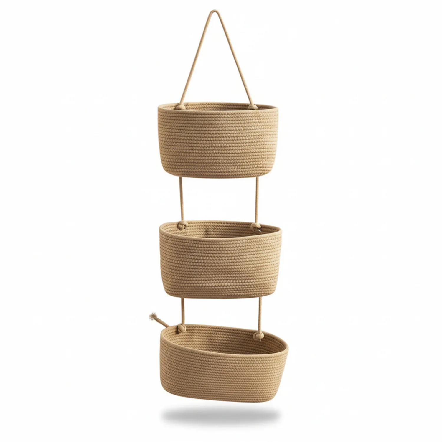 3-Piece Woven Storage Basket Set with Over-the-Door/Cabinet Hooks