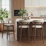 Vannie Upholstered Counter Stool with Solid Wood Frame