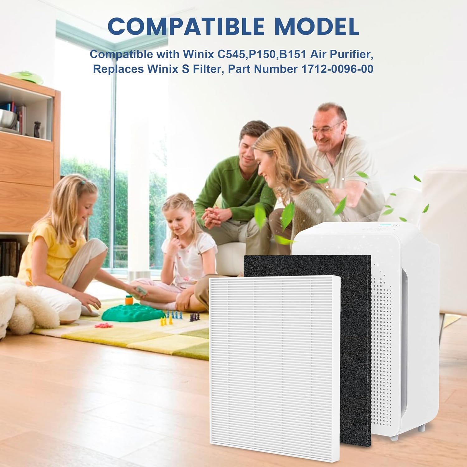 10 Pack C545 Replacement Filter S Compatible with Winix C545 Air Purifier, H13 True HEPA Filter S Only, Part number 1712-0096-00 and 2522-0058-00, 2 H13 True HEPA & 8 Activated Carbon Filters