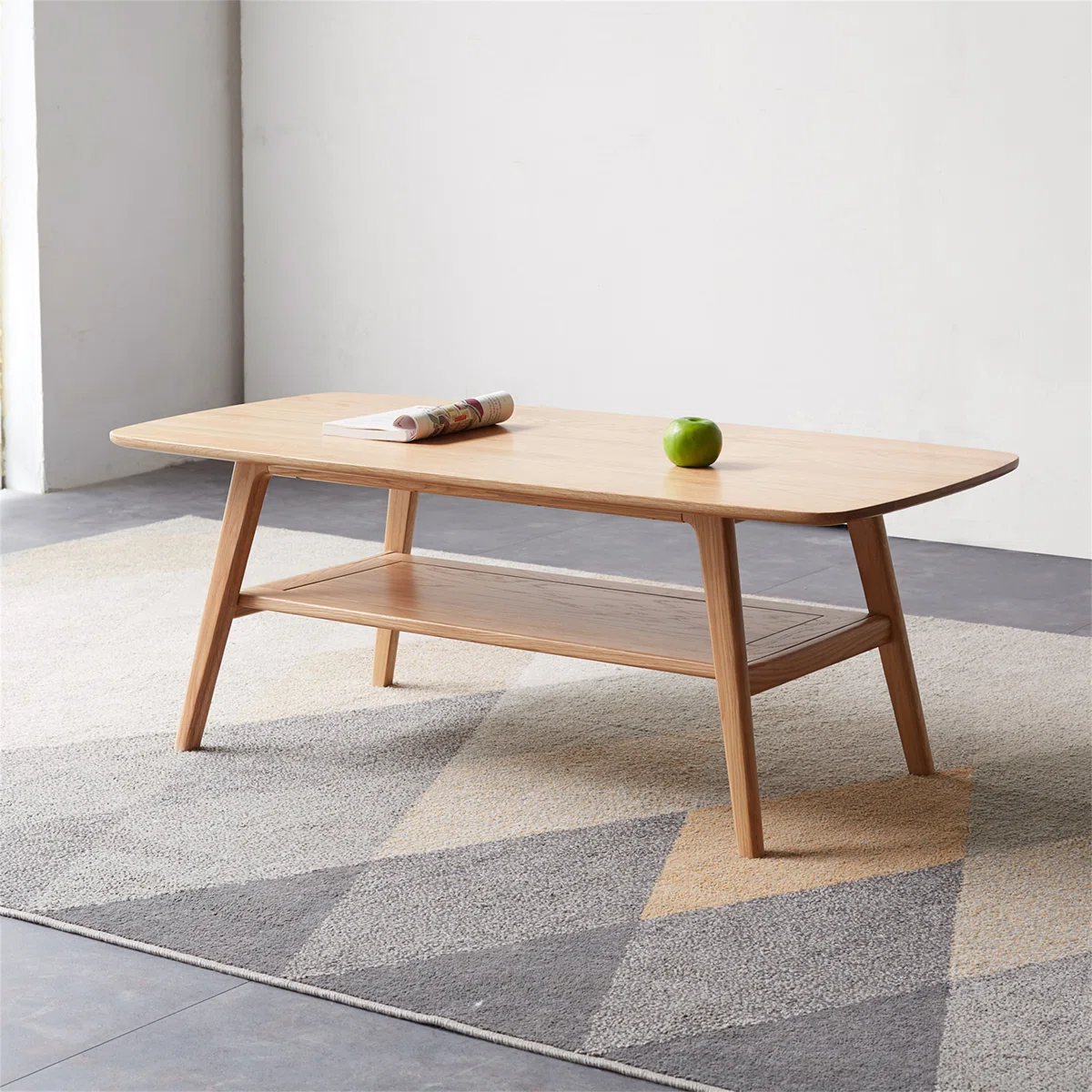100% Solid Wood Coffee Table Easy To Assemble With Storage Shelf