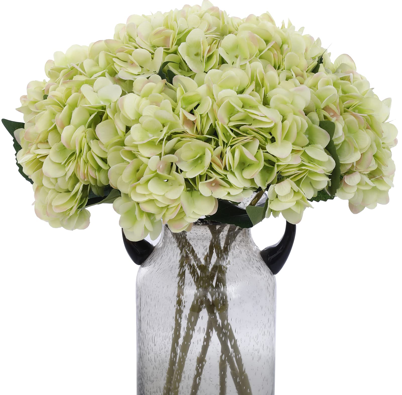 Kimura's Cabin 6pcs Green Silk Hydrangea Flowers Stems