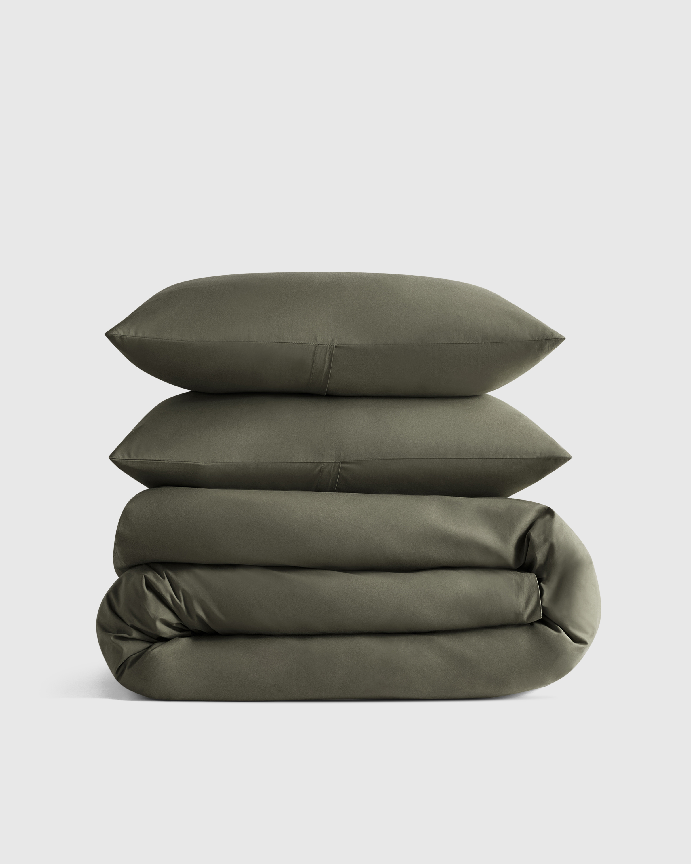 Classic Organic Percale Duvet Cover Set, King/Cal King, Dusty Olive