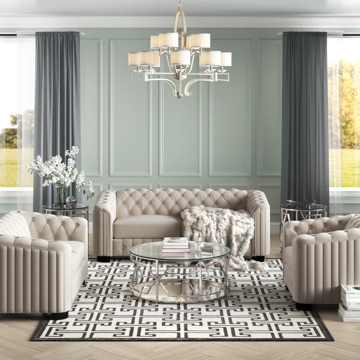 2 arm pieces only Wanda 3 Piece Velvet Living Room Set