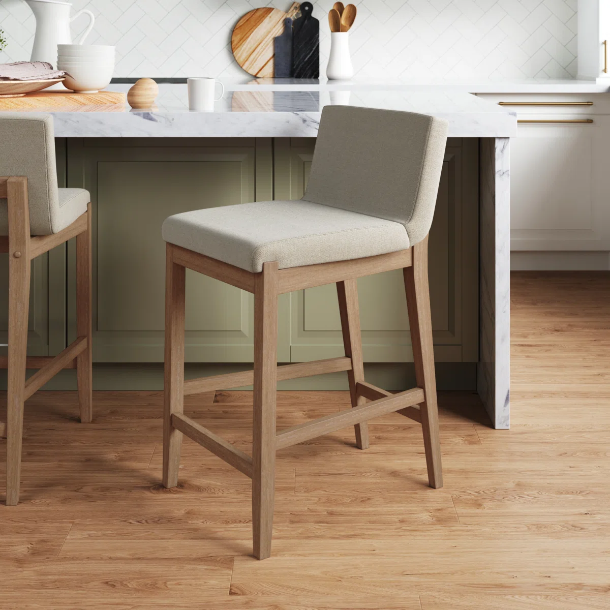 Upholstered Wooden Stool