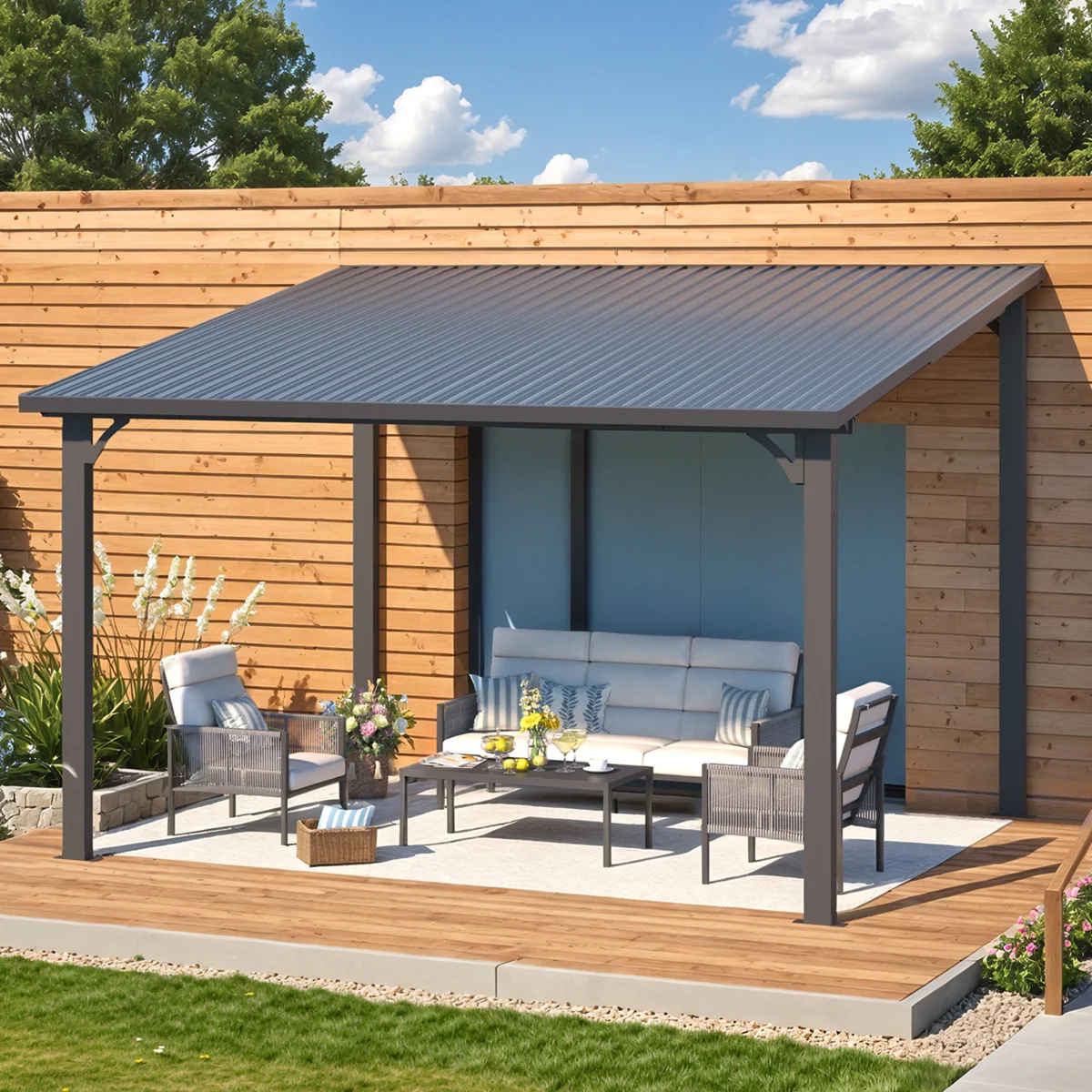 Box a Hardtop Gazebo With Galvanized Steel Sloping Roof