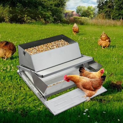 APlayfulBee Treadle Poultry Feeder - Iron Painted Chicken Feeder