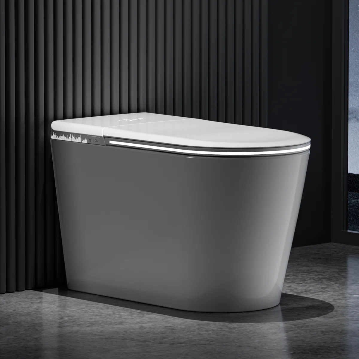 CRESTLE Premium Smart Toilet with Bidet, Foam Shield, Auto Open/Close Lid, Elongated Heated Seat, Powerful Auto/Backup Flush, UV Sterilization, Night Light, Tankless, Remote Control