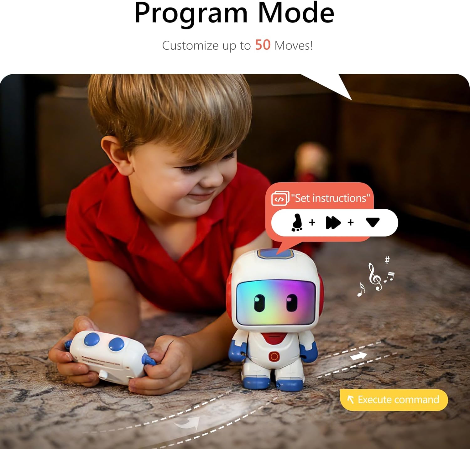 GILOBABY Programmable RC Robot Toy for Kids, Rechargeable STEM Astronaut w/LED Face, Playback Mode, Dancing, Remote Jetpack, Gift for 4 5 6 7 8 Year Old Boys Girls (Blue-r)