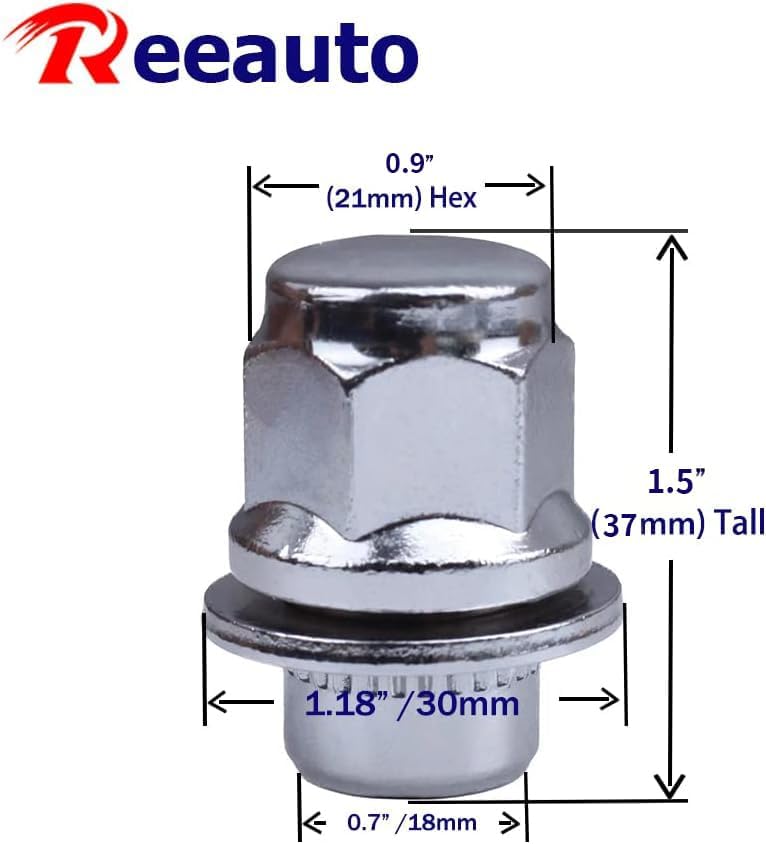 12x1.5 Lug Nuts 20 Pcs Chrome Closed End Mag Style Lug Nuts with Washer 13/16 (21mm) Hex Compatible with Toyota Camry/Corolla/Tacoma Lexus M12x1.5 20