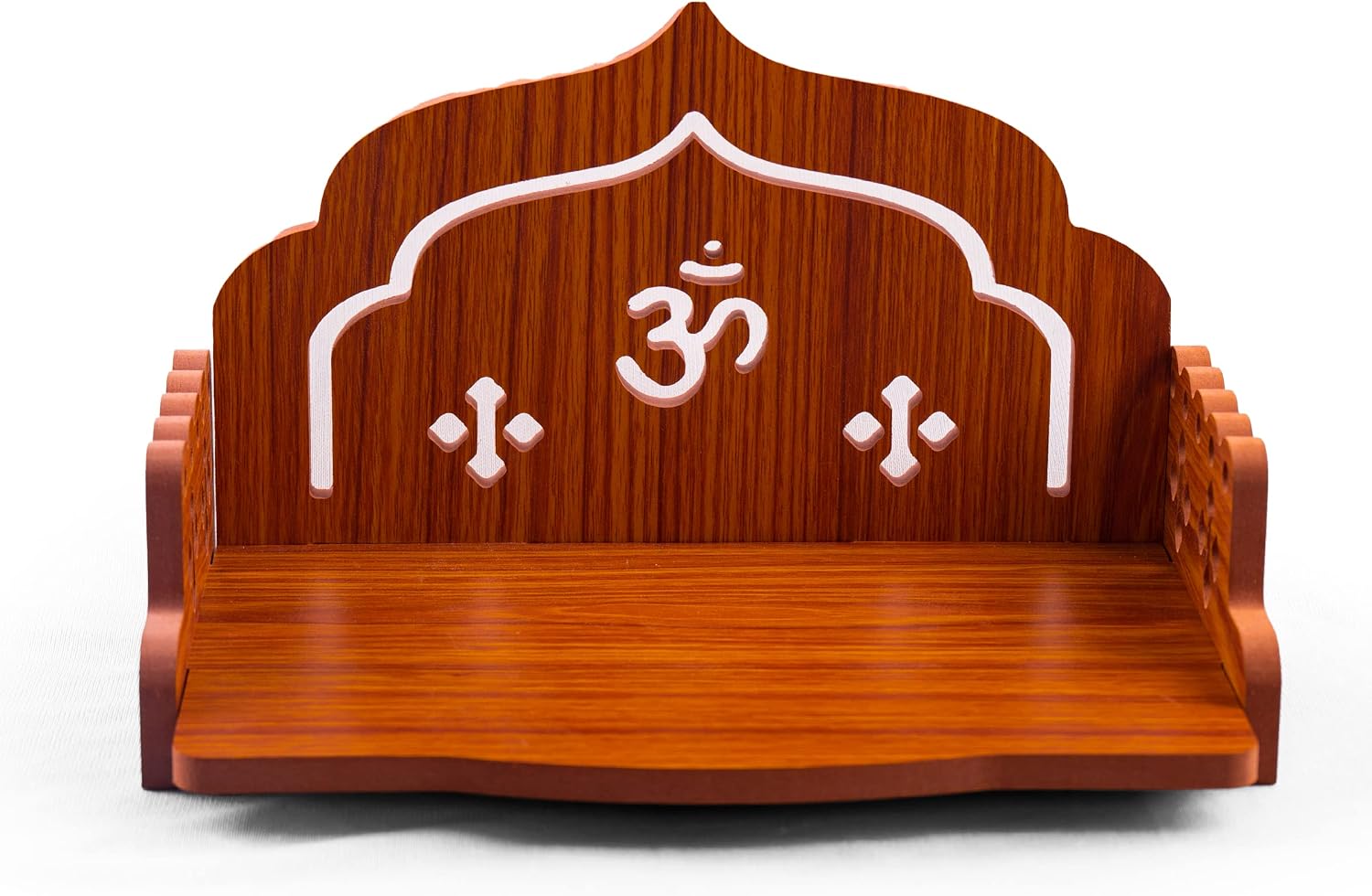 Tarini Gallery Wall-Mounted Wooden Mandir Shelf with Om Symbol