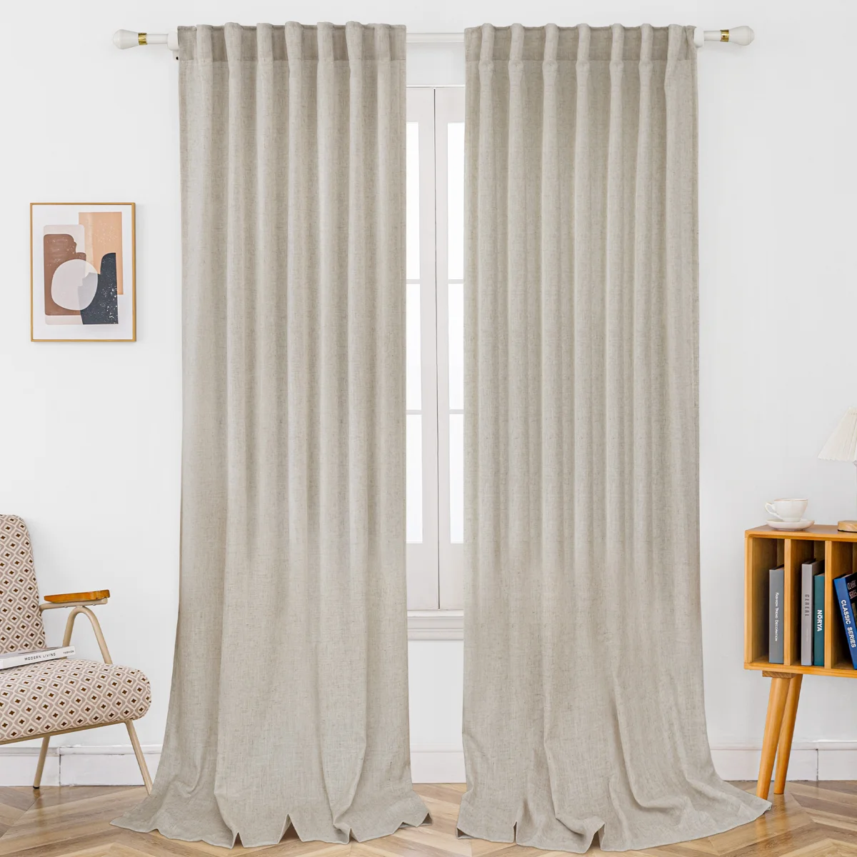 Toyoko Linen Blend Semi-Sheer Back Tab Curtains