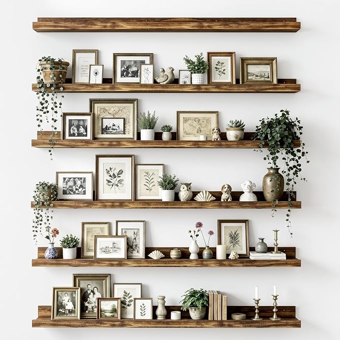 upsimples Floating Ledge Shelves, Brown