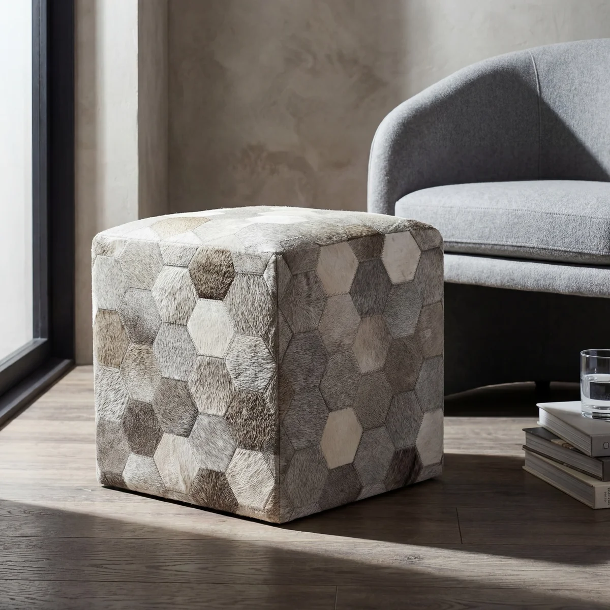 Lakietha 18" Wide Genuine Fur Square Cube