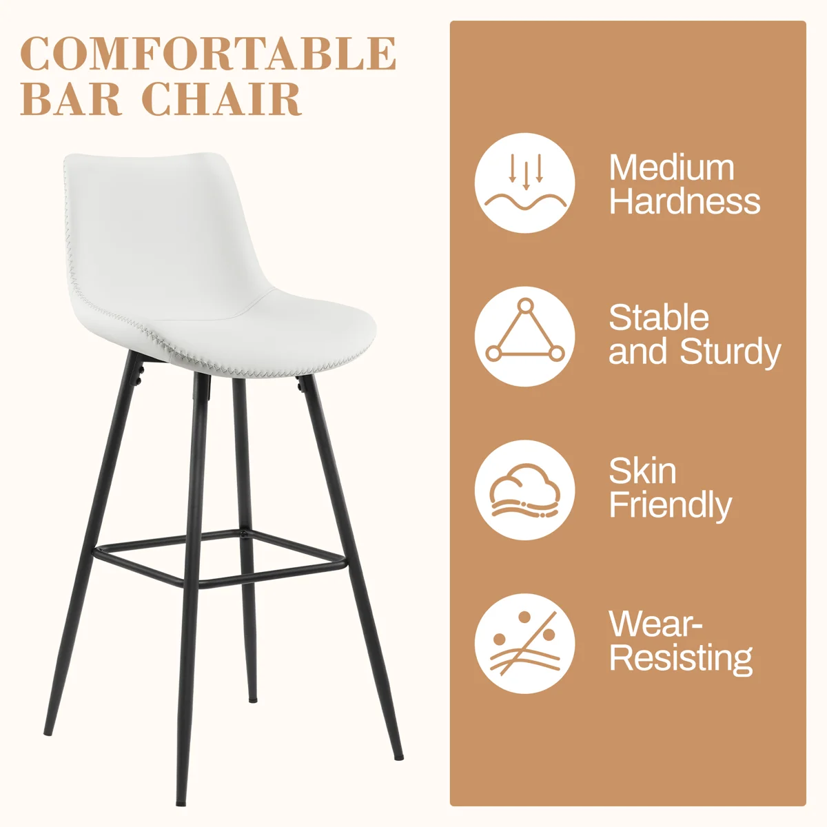 Faux Leather Modern Low Back Counter Stool