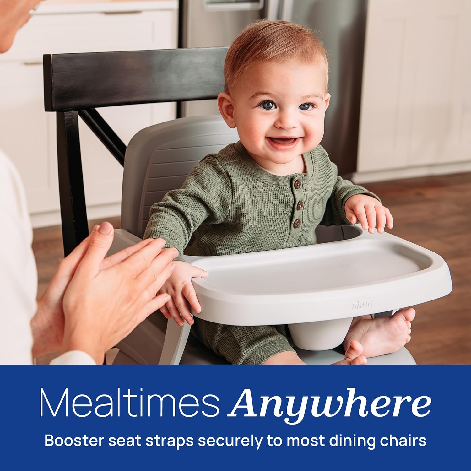 Chicco Bento Booster 3-in-1 Portable Booster Seat for Table, Feeding Seat and Toddler Chair for Babies and Toddlers, for Children up to 50 lbs., Lightweight, Compact Fold, Sage/Green