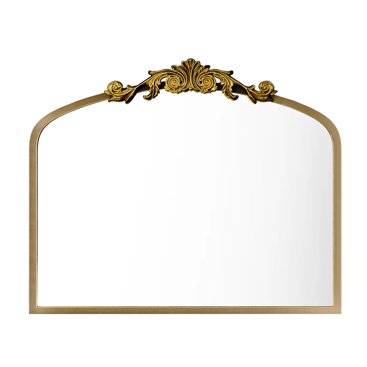 Arch Mirror Vintage Wall Mirror Decor With Alumium Alloy Frame, Traditional Baroque Bathroom Mirror For Wall, Tempered Glass