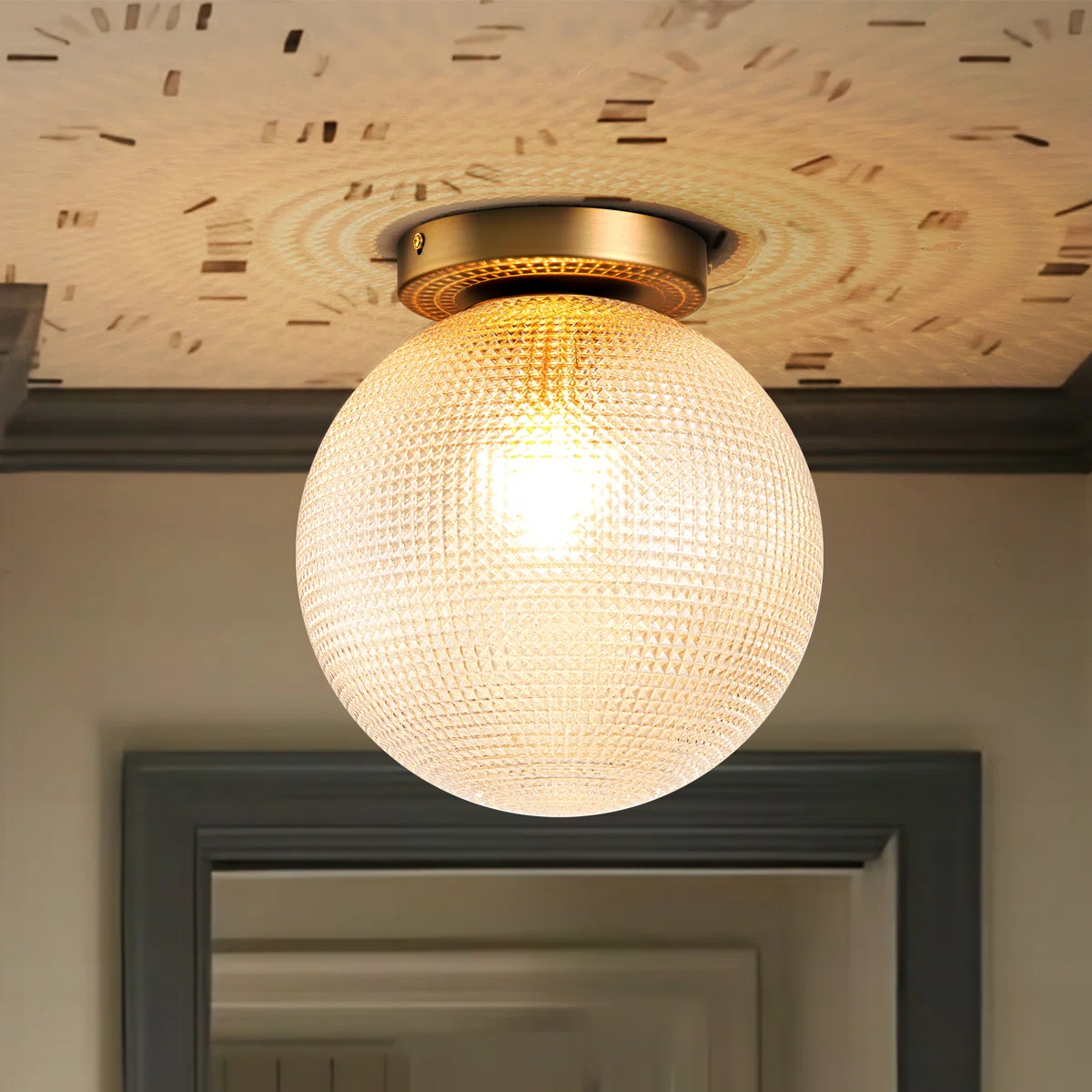 Brunsville Orb-Shaped Glass Flush Ceiling Light