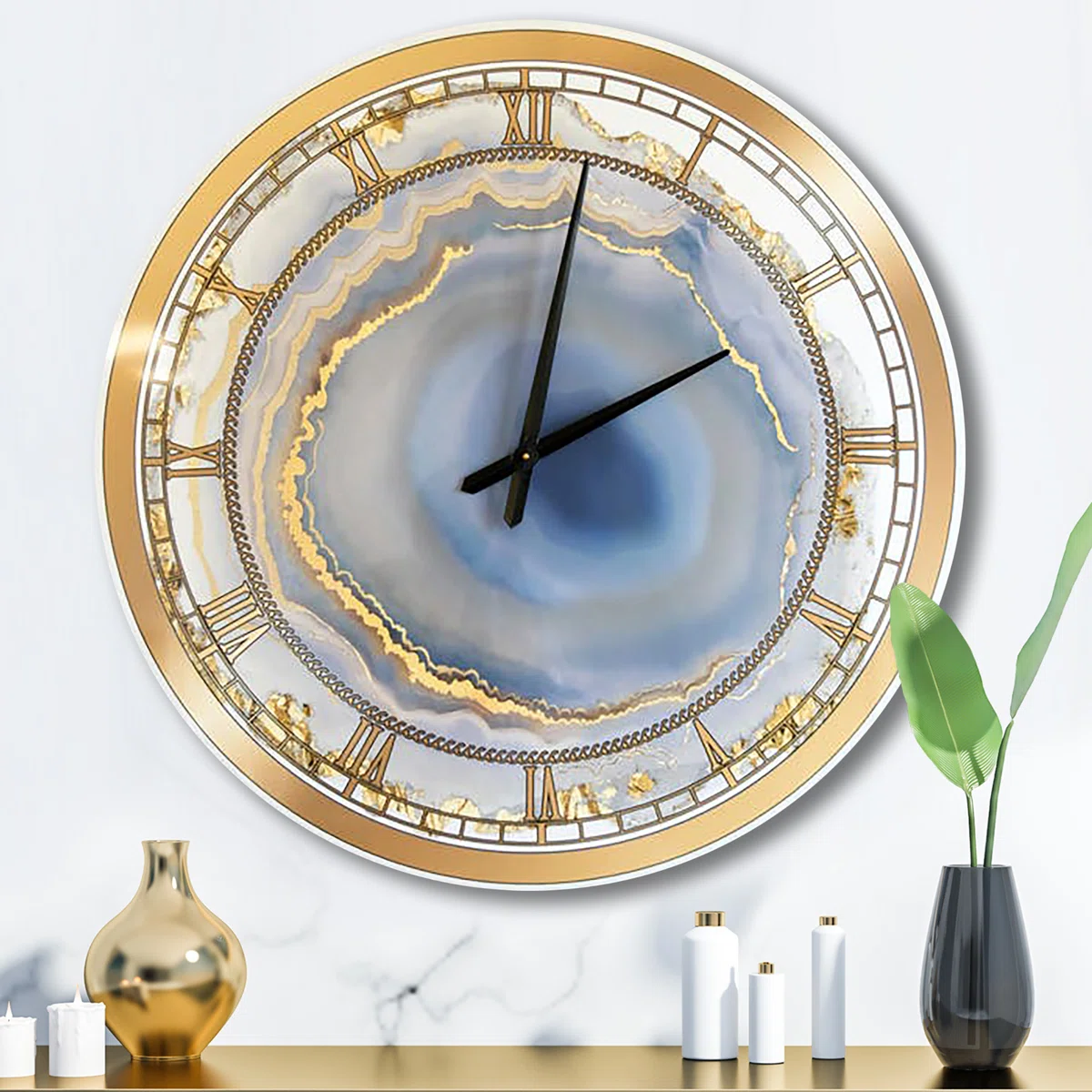 Farber Golden Water Agate - Oversized Fashion Wall Clock