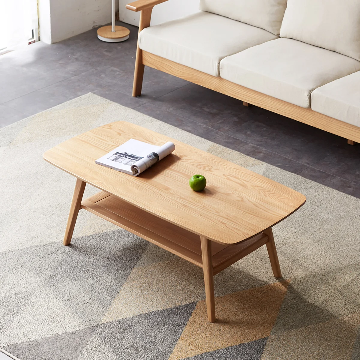 Dulcio 100% Solid Oak Coffee Table with storage shelf